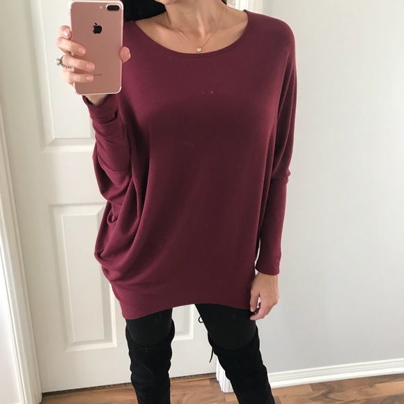 🎄SALE|| Cozy Burgundy Dolman - Picture 2 of 6